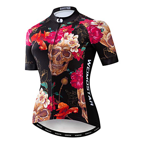 Damen Radtrikot Kurzarm Bike Shirt Top Lady Biking Bekleidung, 2200, XL von HimyBB