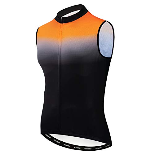 Fahrradweste für Herren, ärmellos, Fahrradtrikot, Orange/Abendrot im Zickzackmuster (Sunset Chevron), Klein von HimyBB