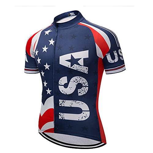 Herren Fahrradbekleidung Pro Team Kurzarm Radtrikot Sportbekleidung Classic, usa, Groß von HimyBB