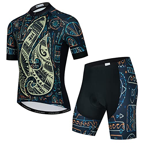 Herren Radtrikot + 5D Gepolsterte Shorts Anzug Bike Fahrradbekleidung Sport Set, HT0013, XX-Large von HimyBB