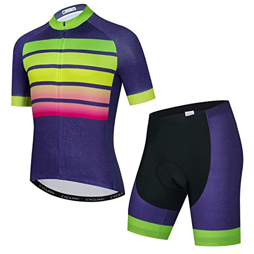 Herren Radtrikot + 5D Gepolsterte Shorts Anzug Bike Fahrradbekleidung Sport Set, HT0021, Groß von HimyBB