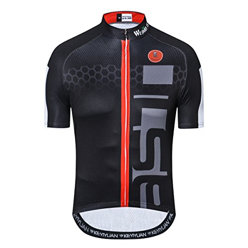 Herren Radtrikot Bike Biking Shirt Tops Kurzarm Kleidung, Schwarz, Mittel von HimyBB