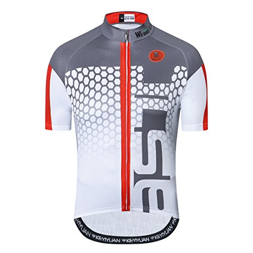 Herren Radtrikot Bike Biking Shirt Tops Kurzarm Kleidung, Weiss/opulenter Garten, 3X-Groß von HimyBB