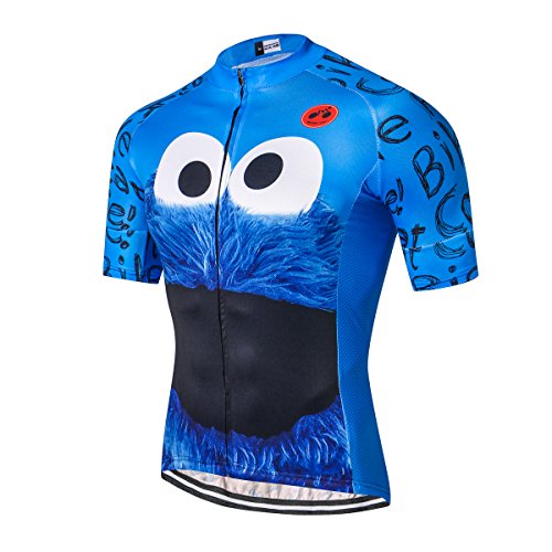 Herren Radtrikot Bike Biking Shirt Tops Kurzarm Kleidung, Blaue Augen, L von HimyBB