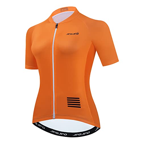Radtrikot Frauen Bike Shirts Fahrrad Jacke Team Radfahren Strumpfhosen Kleidung, Orange/Abendrot im Zickzackmuster (Sunset Chevron), Mittel von HimyBB