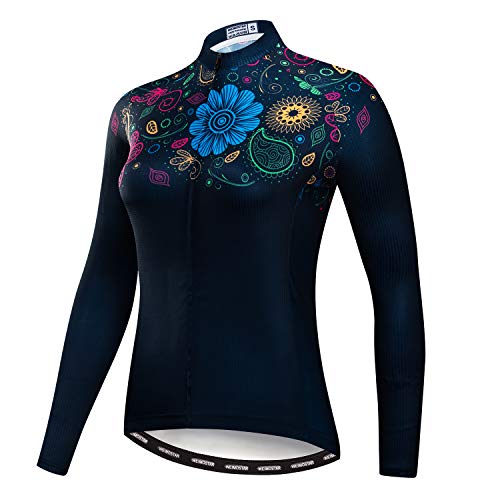 Women's Cycling Jersey Langarm Fahrrad Jacke Shirt Fahrrad Kleidung Reflektierende Tops von HimyBB