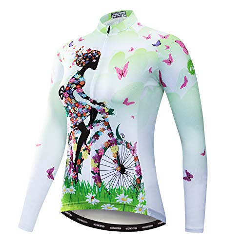 Women's Cycling Jersey Langarm Fahrrad Jacke Shirt Fahrrad Kleidung Reflektierende Tops von HimyBB