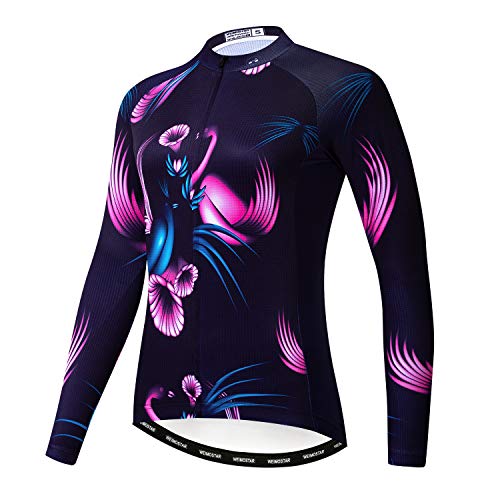 Women's Cycling Jersey Langarm Fahrrad Jacke Shirt Fahrrad Kleidung Reflektierende Tops von HimyBB