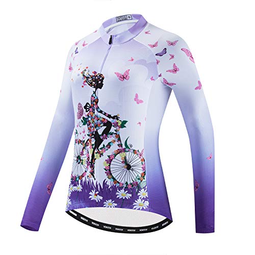 Women's Cycling Jersey Langarm Fahrrad Jacke Shirt Fahrrad Kleidung Reflektierende Tops von HimyBB
