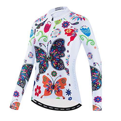 Women's Cycling Jersey Langarm Fahrrad Jacke Shirt Fahrrad Kleidung Reflektierende Tops von HimyBB