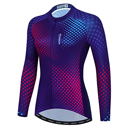Women's Cycling Jersey Langarm Fahrrad Jacke Shirt Fahrrad Kleidung Reflektierende Tops von HimyBB