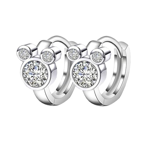 HinDaLi Ohrringe Silber 925 für Frauen Mädchen Ohrring Creolen Silber Mini Maus mit Zirkonia Ohrringe Damen Silber Ohrring aus Silber Creolen Damen Klein Kreolen Knorpel Ohrschmuck Kinder von HinDaLi
