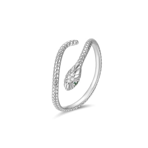 HinDaLi Schlangen Ring Silber 925 für Damen Herren Mädchen Frauen Verstellbarer Ringe Offen Damen Ringe Silber Schlange Fidget Ring Herren Daumenring Verstellbarer Offener Schlange Schmuck von HinDaLi