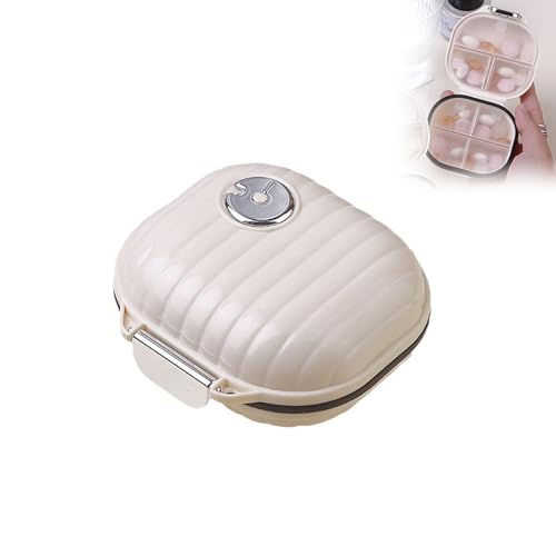 Hinapan 1 Stück Pillenbox, Medikamentendose, Pillendose, Mini Medikamentenorganizer mit 7 Fächern, Tragbare Tablettenbox für Reise, Arbeit und Täglichen Gebrauch (Weiß) von Hinapan