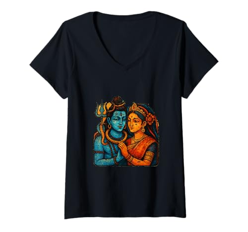 Damen Lord Shiva Durga Hindu-Gott Mahadeva Göttin Parvati T-Shirt mit V-Ausschnitt Damen Lord Shiva Durga Hindu-Gott Mahadeva Göttin Parvati T-Shirt mit V-Ausschnitt von Hindu Gods & Deities Hinduism Apparel Co.