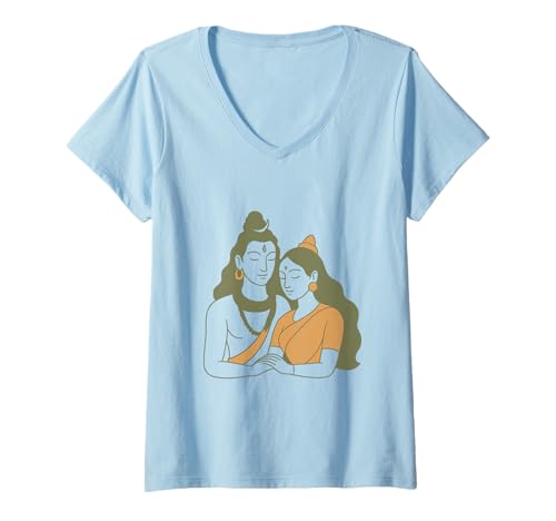 Damen Lord Shiva Durga Hindu-Gott Mahadeva Göttin Parvati T-Shirt mit V-Ausschnitt Damen Lord Shiva Durga Hindu-Gott Mahadeva Göttin Parvati T-Shirt mit V-Ausschnitt von Hindu Gods & Deities Hinduism Apparel Co.