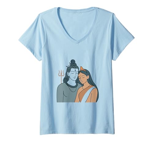 Damen Lord Shiva Durga Hindu-Gott Mahadeva Göttin Parvati T-Shirt mit V-Ausschnitt Damen Lord Shiva Durga Hindu-Gott Mahadeva Göttin Parvati T-Shirt mit V-Ausschnitt von Hindu Gods & Deities Hinduism Apparel Co.