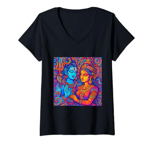 Damen Lord Shiva Durga Hindu-Gott Mahadeva Göttin Parvati T-Shirt mit V-Ausschnitt Damen Lord Shiva Durga Hindu-Gott Mahadeva Göttin Parvati T-Shirt mit V-Ausschnitt von Hindu Gods & Deities Hinduism Apparel Co.