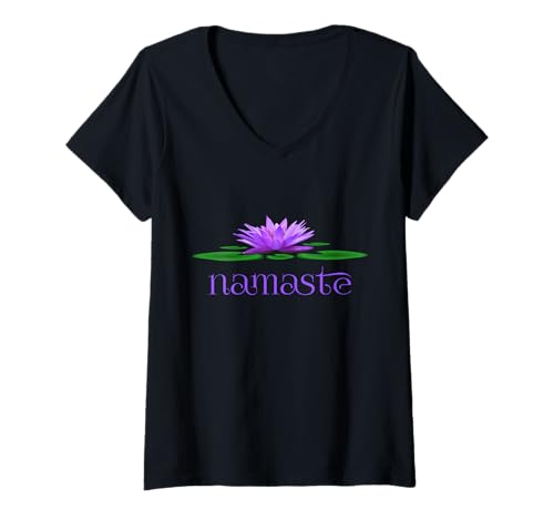 Damen Namaste Lotus Meditations Yoga T-Shirt mit V-Ausschnitt Damen Namaste Lotus Meditations Yoga T-Shirt mit V-Ausschnitt von Hindu Tradition Meditation Yoga Apparel Company