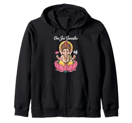 Spirituelle Ganesha Lotus Illustration Om Jai Spruch Frauen Männer Kapuzenjacke Spirituelle Ganesha Lotus Illustration Om Jai Spruch Frauen Männer Kapuzenjacke von Hindu Yoga Meditation Deity Indian God Graphic Gag