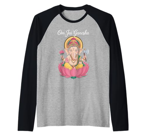 Spirituelle Ganesha Lotus Illustration Om Jai Spruch Frauen Männer Raglan Spirituelle Ganesha Lotus Illustration Om Jai Spruch Frauen Männer Raglan von Hindu Yoga Meditation Deity Indian God Graphic Gag