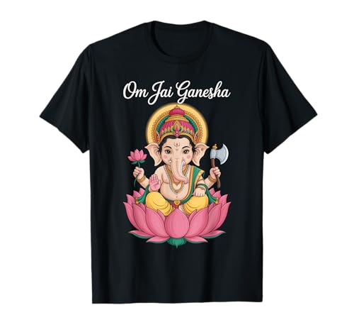 Spirituelle Ganesha Lotus Illustration Om Jai Spruch Frauen Männer T-Shirt Spirituelle Ganesha Lotus Illustration Om Jai Spruch Frauen Männer T-Shirt von Hindu Yoga Meditation Deity Indian God Graphic Gag