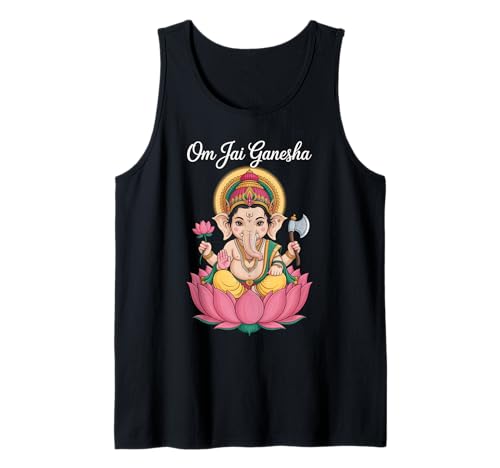 Spirituelle Ganesha Lotus Illustration Om Jai Spruch Frauen Männer Tank Top Spirituelle Ganesha Lotus Illustration Om Jai Spruch Frauen Männer Tank Top von Hindu Yoga Meditation Deity Indian God Graphic Gag