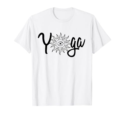 Yoga Schriftzug mit Sonnen T-shirt Damen Herren kinder T-Shirt von Hinduismus Shiva Spiritualität T-shirt Sonne mond