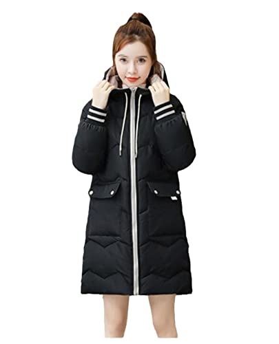 Damen Winterjacke Warme Parkas Oberbekleidung Daunen-Baumwollmantel Weibliche Dicke Baumwolle Gepolsterte Jacke, Schwarz , 42 von Hinewsa