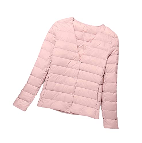 Dünne Daunenjacke für Damen, für den Winter, leicht und kurz, für Frühling, rose, 38 von Hinewsa