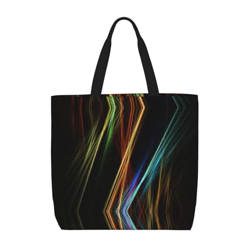 Bunte Linien, Kunstdruck, modisch, mit Reißverschluss, Umhängetasche, lässige Handtasche, Einkaufstasche für Arbeit und Reisen Bunte Linien, Kunstdruck, modisch, mit Reißverschluss, Umhängetasche, lässige Handtasche, Einkaufstasche für Arbeit und Reisen von Hingor