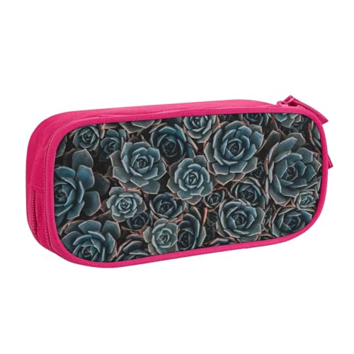 Federmäppchen, Motiv: frische Sukkulenten, großes Fassungsvermögen, Stifteetui, Tasche, Halter, Schreibwaren, Schreibtisch-Organizer mit Reißverschluss, für Schule und Büro, rose, Einheitsgröße von Hingor