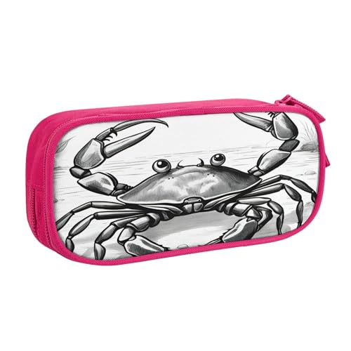 Federmäppchen mit Cartoon-Krabbenmotiv, großes Fassungsvermögen, Stifteetui, Tasche, Halter, Schreibwaren, Schreibtisch-Organizer mit Reißverschluss, für Schule und Büro, rose, Einheitsgröße von Hingor