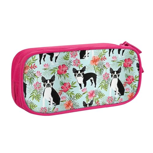 Federmäppchen mit Hunde-Aufdruck, großes Fassungsvermögen, Stifteetui, Tasche, Halter, Schreibwaren, Schreibtisch-Organizer mit Reißverschluss, für Schule und Büro, rose, Einheitsgröße von Hingor