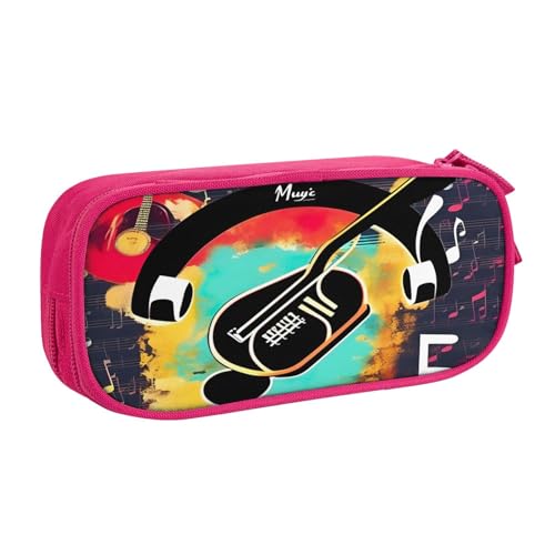 Federmäppchen mit Musikdruck, großes Fassungsvermögen, Stifteetui, Tasche, Halter, Schreibwaren, Schreibtisch-Organizer mit Reißverschluss, für Schule und Büro, rose, Einheitsgröße, Taschen-Organizer von Hingor