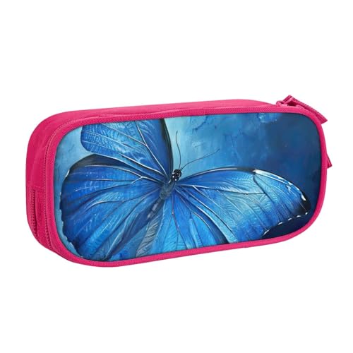 Federmäppchen mit Schmetterlings-Aufdruck, großes Fassungsvermögen, Stifteetui, Tasche, Halter, Schreibwaren, Schreibtisch-Organizer mit Reißverschluss, für Schule und Büro, Blau, rose, Einheitsgröße von Hingor