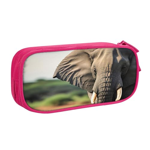 Federmäppchen mit afrikanischem Elefanten-Druck, großes Fassungsvermögen, Stifteetui, Tasche, Halter, Schreibwaren, Schreibtisch-Organizer mit Reißverschluss, für Schule und Büro, rose, Einheitsgröße von Hingor