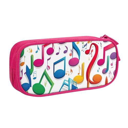 Federmäppchen mit buntem Musiknotenmotiv, großes Fassungsvermögen, Stifteetui, Tasche, Halter, Schreibwaren, Schreibtisch-Organizer mit Reißverschluss, für Schule und Büro, rose, Einheitsgröße von Hingor
