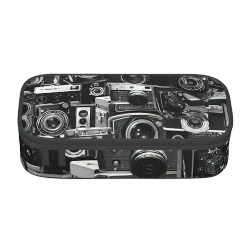 Federmäppchen mit coolem Retro-Kamera-Kollektionsdruck, für Mädchen und Jungen, großes Fassungsvermögen, Federmäppchen mit 3 Fächern, Schreibwaren-Aufbewahrung, Organizer für Damen, Herren, Erwachsene Federmäppchen mit coolem Retro-Kamera-Kollektionsdruck, für Mädchen und Jungen, großes Fassungsvermögen, Federmäppchen mit 3 Fächern, Schreibwaren-Aufbewahrung, Organizer für Damen, Herren, Erwachsene von Hingor