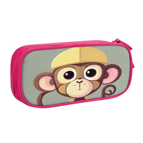 Federmäppchen mit niedlichem Affen-Aufdruck, großes Fassungsvermögen, Stifteetui, Tasche, Halter, Schreibwaren, Schreibtisch-Organizer mit Reißverschluss, für Schule und Büro, rose, Einheitsgröße von Hingor