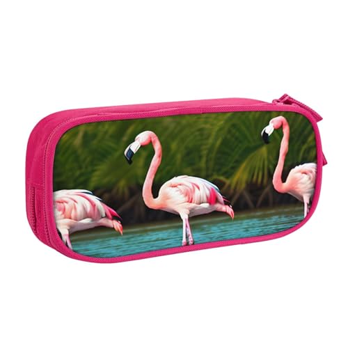 Federmäppchen mit zwei Flamingo-Aufdruck, großes Fassungsvermögen, Stifteetui, Tasche, Halter, Schreibwaren, Schreibtisch-Organizer mit Reißverschluss, für Schule und Büro, rose, Einheitsgröße von Hingor