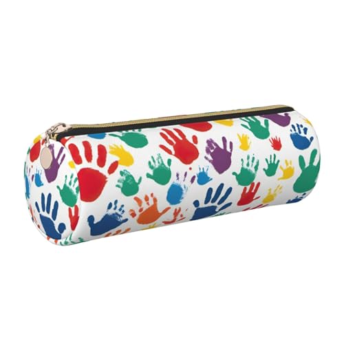 Handbedrucktes PU-Federmäppchen, tragbare Schreibwaren-Tasche, Kosmetik-Organizer-Tasche für Mann und Frau von Hingor