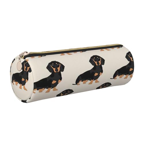 Hingor Federmäppchen mit Dackel-Motiv, PU-Federmäppchen, tragbare Schreibwaren-Tasche, Kosmetik-Organizer-Tasche für Mann und Frau von Hingor