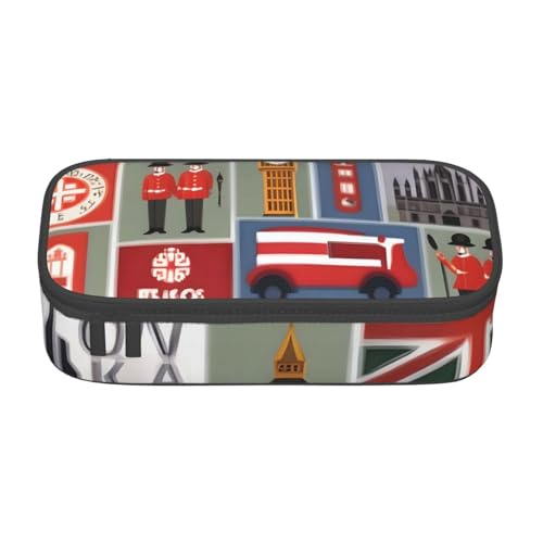 Hingor Federmäppchen mit England-Symbol-Aufdruck für Mädchen und Jungen, großes Fassungsvermögen, Federmäppchen mit 3 Fächern, Schreibwaren-Aufbewahrung, Organizer für Damen, Herren, Erwachsene Hingor Federmäppchen mit England-Symbol-Aufdruck für Mädchen und Jungen, großes Fassungsvermögen, Federmäppchen mit 3 Fächern, Schreibwaren-Aufbewahrung, Organizer für Damen, Herren, Erwachsene von Hingor