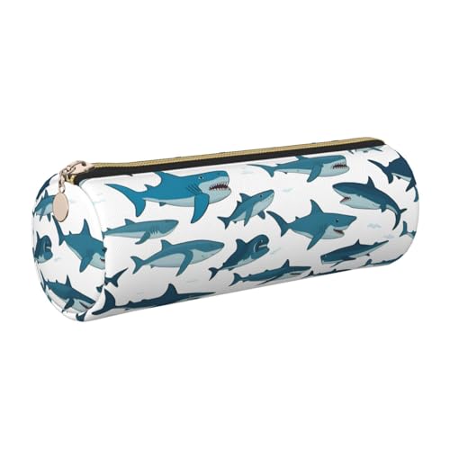 Hingor Federmäppchen mit Haifischmuster und verschiedenen Gesten, PU-Federmäppchen, tragbare Schreibwaren-Tasche, Kosmetik-Organizer-Tasche für Mann und Frau von Hingor
