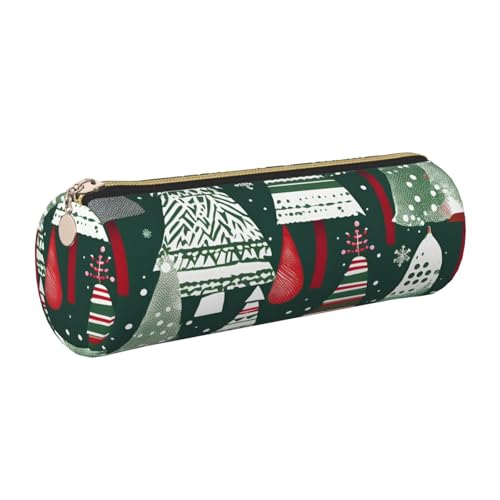 Hingor Federmäppchen mit Weihnachtsbäumen-Druck, tragbar, Schreibwaren-Tasche, Kosmetik-Organizer-Tasche für Mann und Frau von Hingor