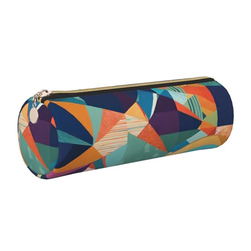 Hingor Federmäppchen mit abstraktem geometrischem Druck, PU-Federmäppchen, tragbare Schreibwaren-Tasche, Kosmetik-Organizer-Tasche für Mann und Frau von Hingor