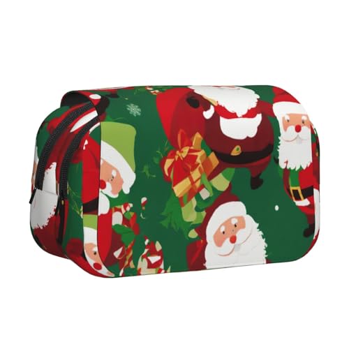 Hingor Federmäppchen mit lustigem Weihnachtsmotiv und Zwergen-Aufdruck, doppellagig, Reißverschluss, transparent, Make-up-Tasche, Kosmetiktasche, Mehrzwecktasche von Hingor