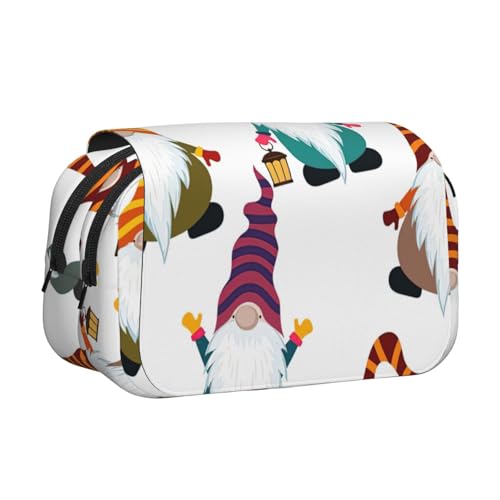 Hingor Federmäppchen mit lustigem Weihnachtsmotiv und Zwergen-Aufdruck, doppellagig, Reißverschluss, transparent, Make-up-Tasche, Kosmetiktasche, Mehrzwecktasche von Hingor