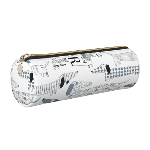 Hingor Federmäppchen mit niedlichem Dackel-Motiv, PU-Federmäppchen, tragbare Schreibwaren-Tasche, Kosmetik-Organizer-Tasche für Mann und Frau von Hingor